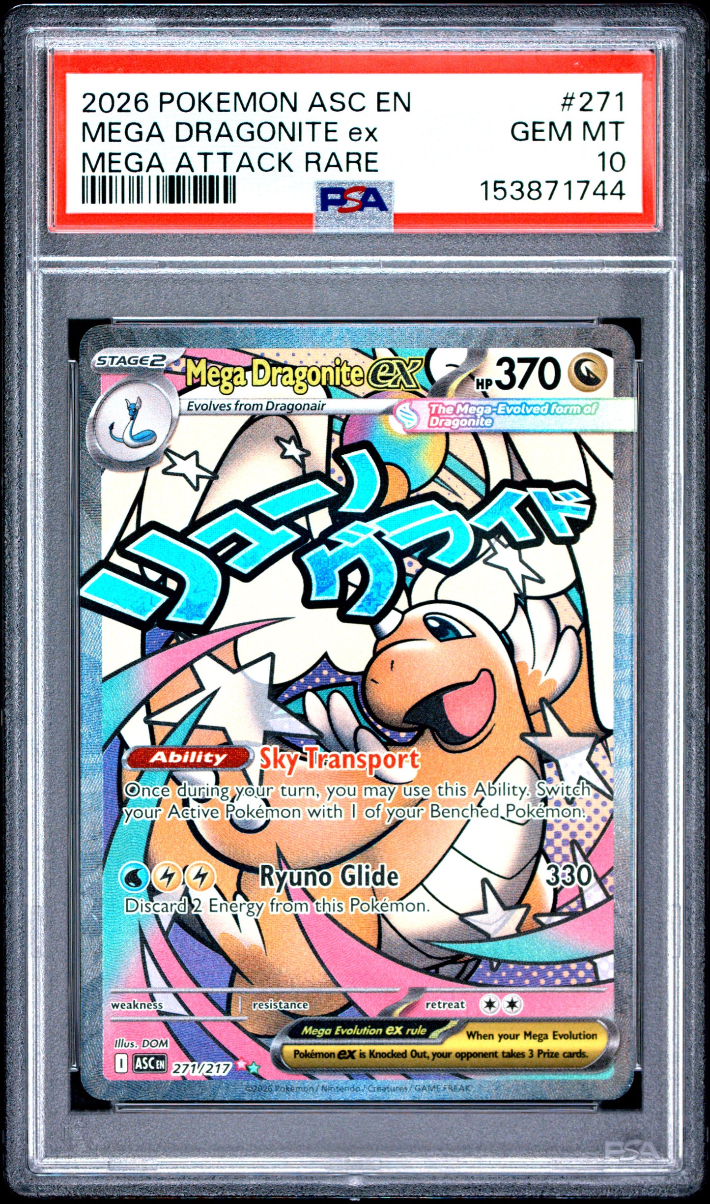 2026 Pokemon Asc Ascended Heroes #271 Mega Attack Rare Mega Dragonite Ex PSA 10