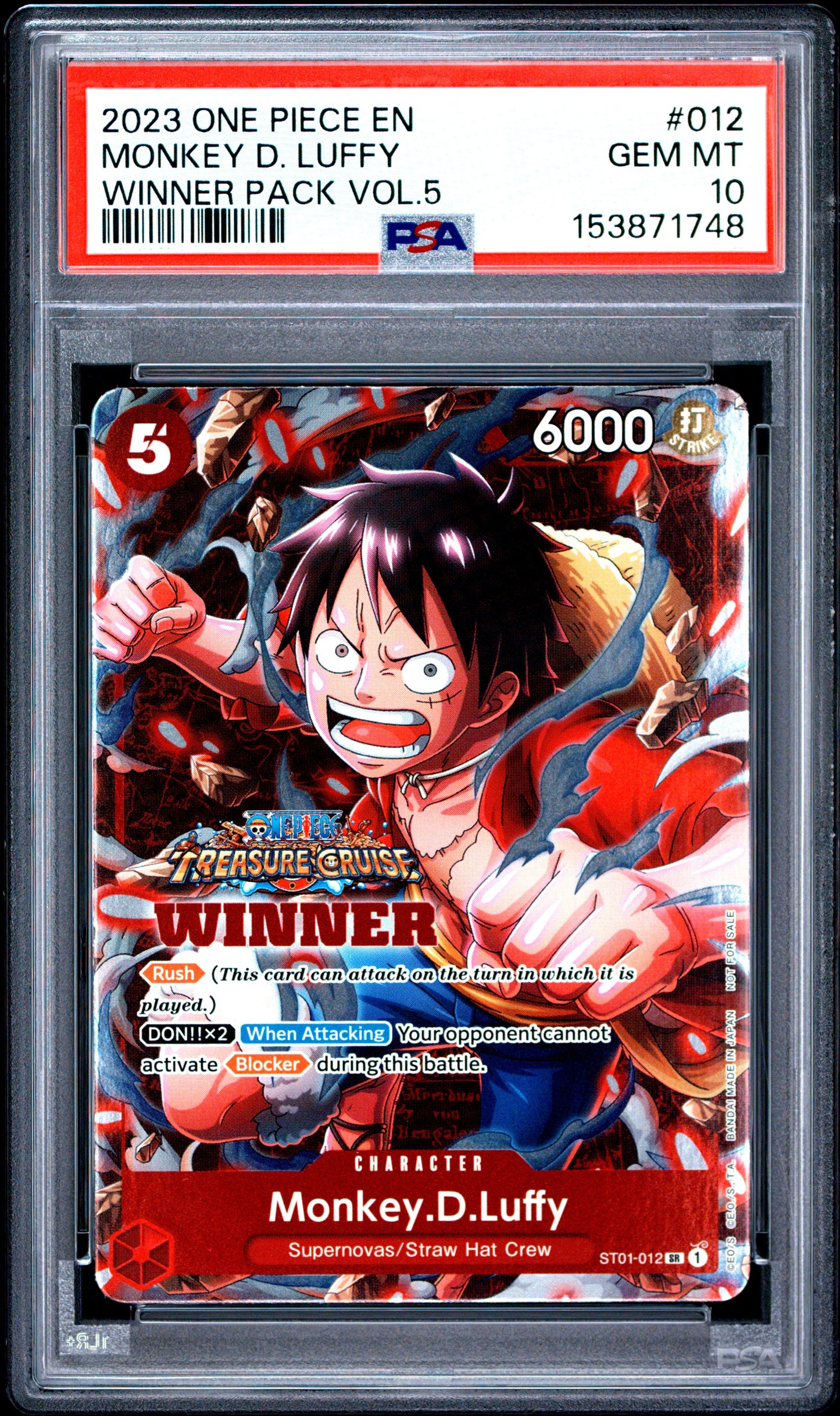 2023 One Piece Promos #012 Winner Pack Vol.5 Monkey D. Luffy PSA 10