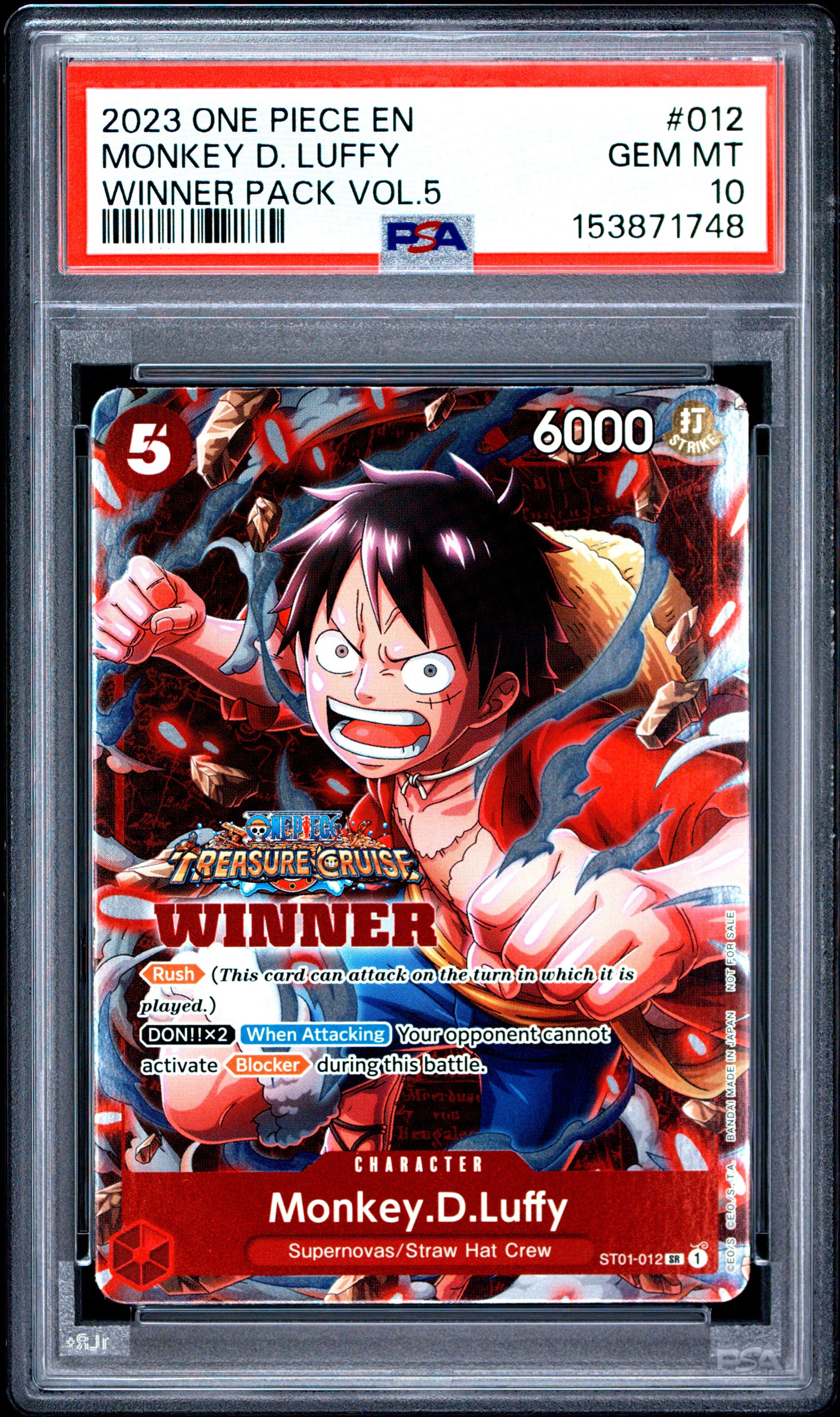 2023 One Piece Promos #012 Winner Pack Vol.5 Monkey D. Luffy PSA 10