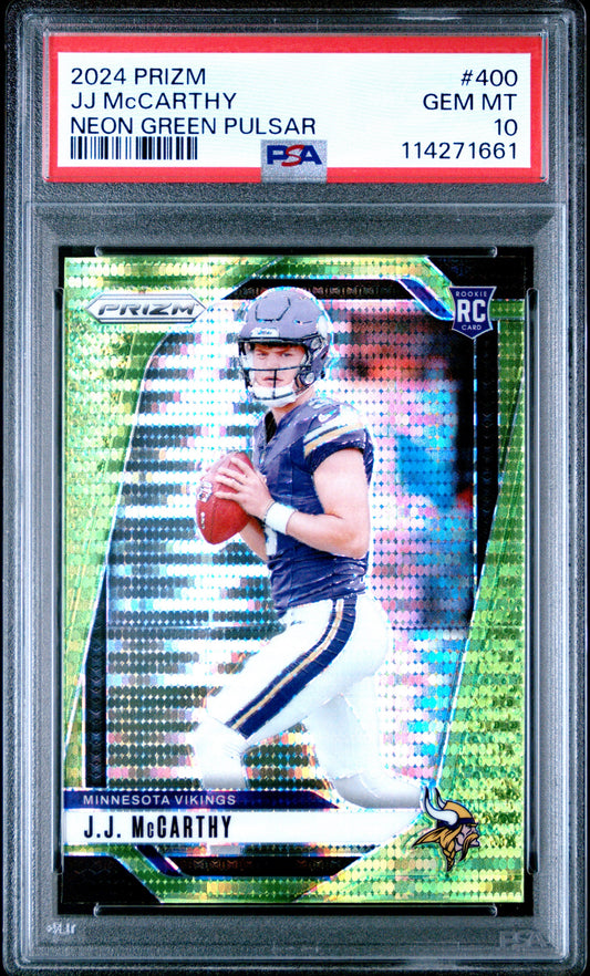 2024 Prizm #400 JJ McCarthy Neon Green Pulsar PSA 10
