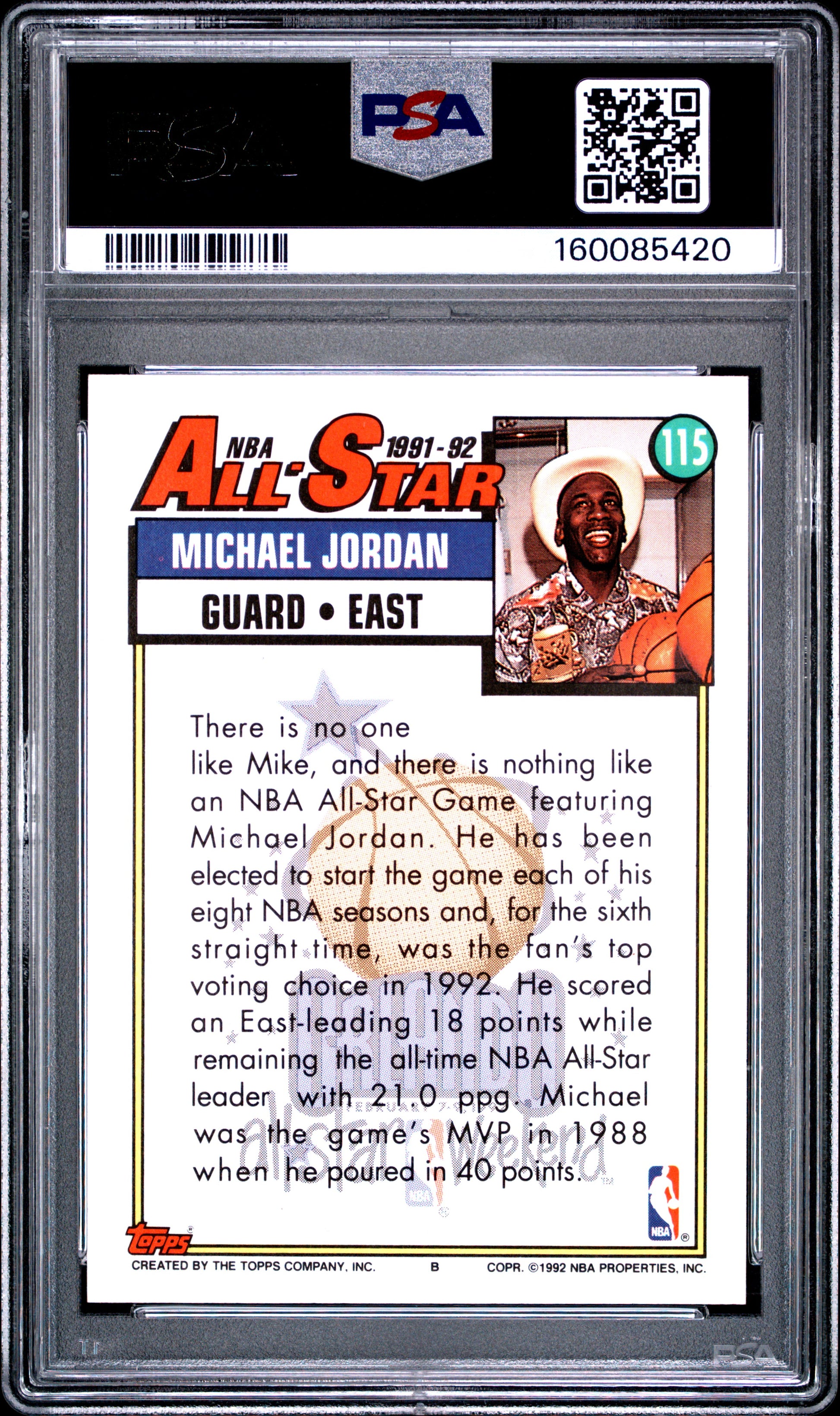 1992 Topps #115 Michael Jordan PSA 10