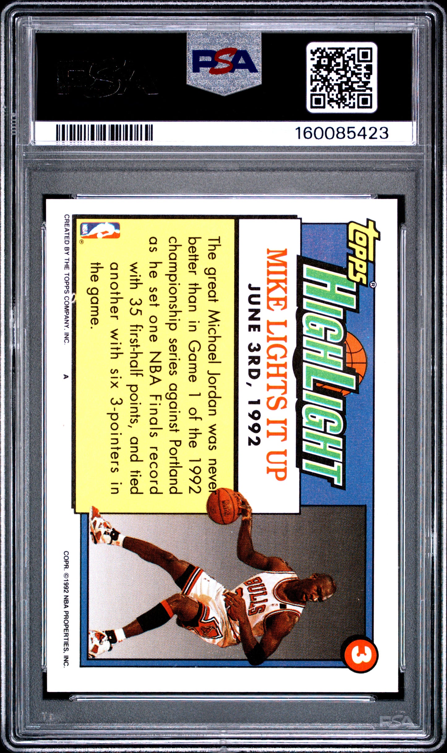 1992 Topps #3 Michael Jordan PSA 9
