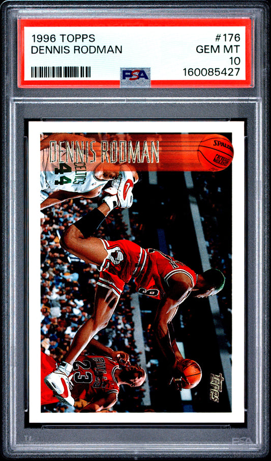 1996 Topps #176 Dennis Rodman w/Jordan in Background PSA 10