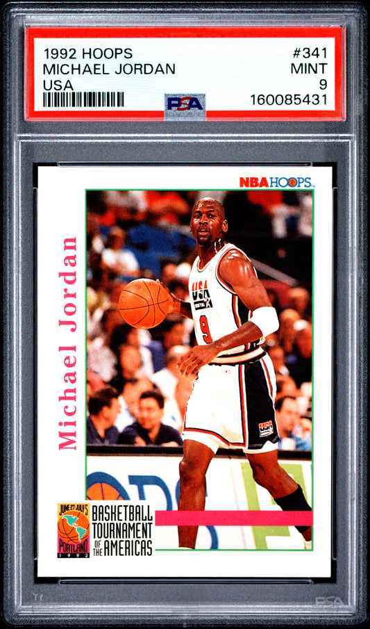 1992 Hoops #341 Usa Michael Jordan PSA 9