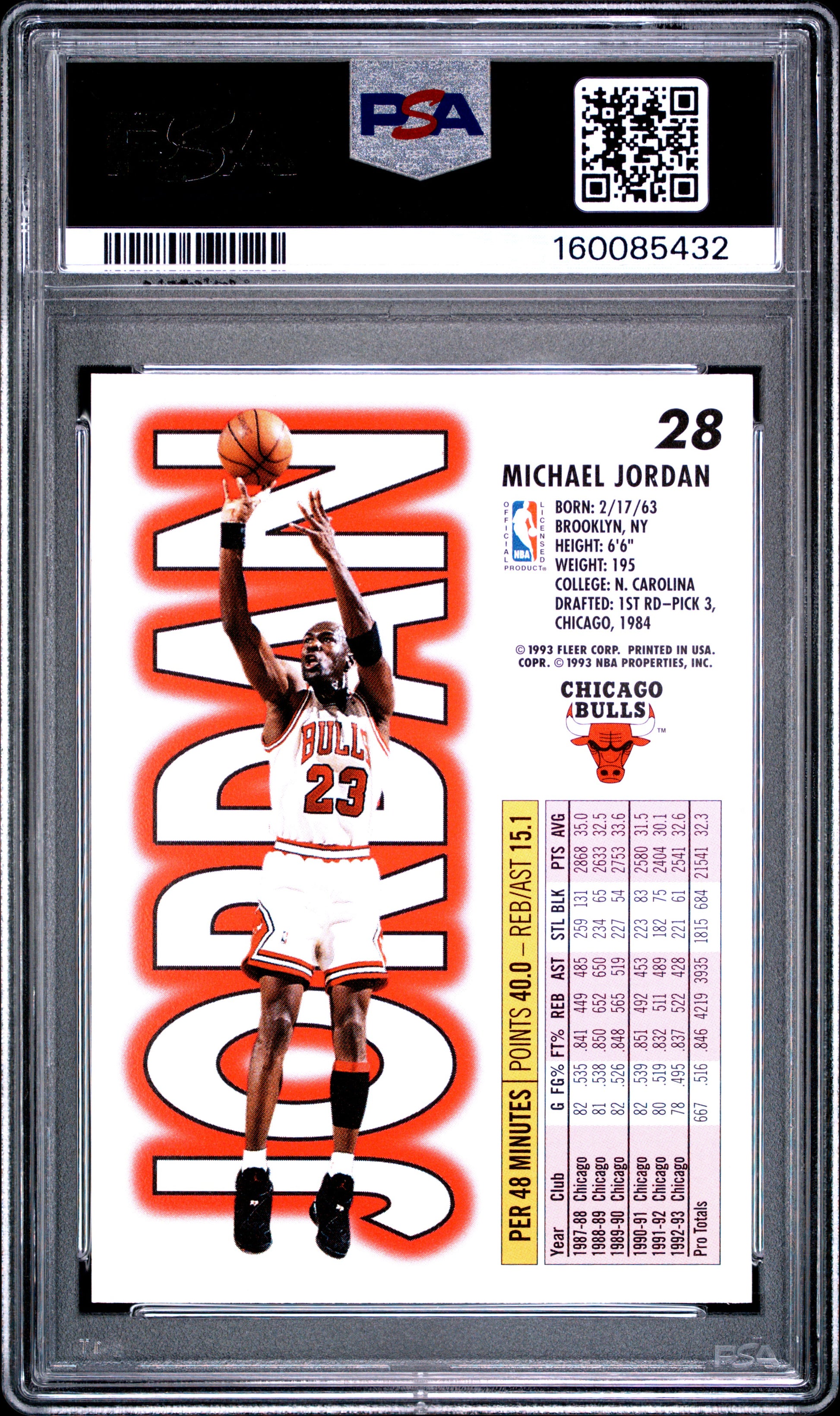 1993 Fleer #28 Michael Jordan PSA 9 (5432)