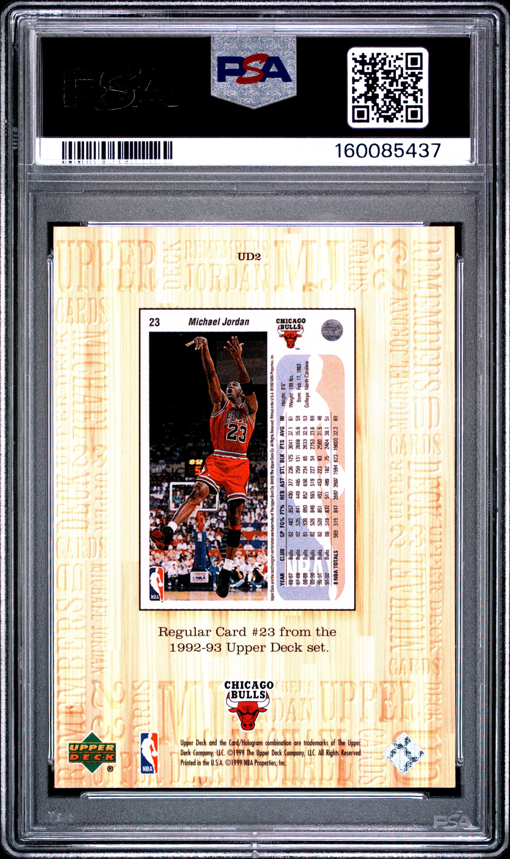 1999 Upper Deck Mj Athlete Of The Century Remembers #UD2 Michael Jordan PSA 8