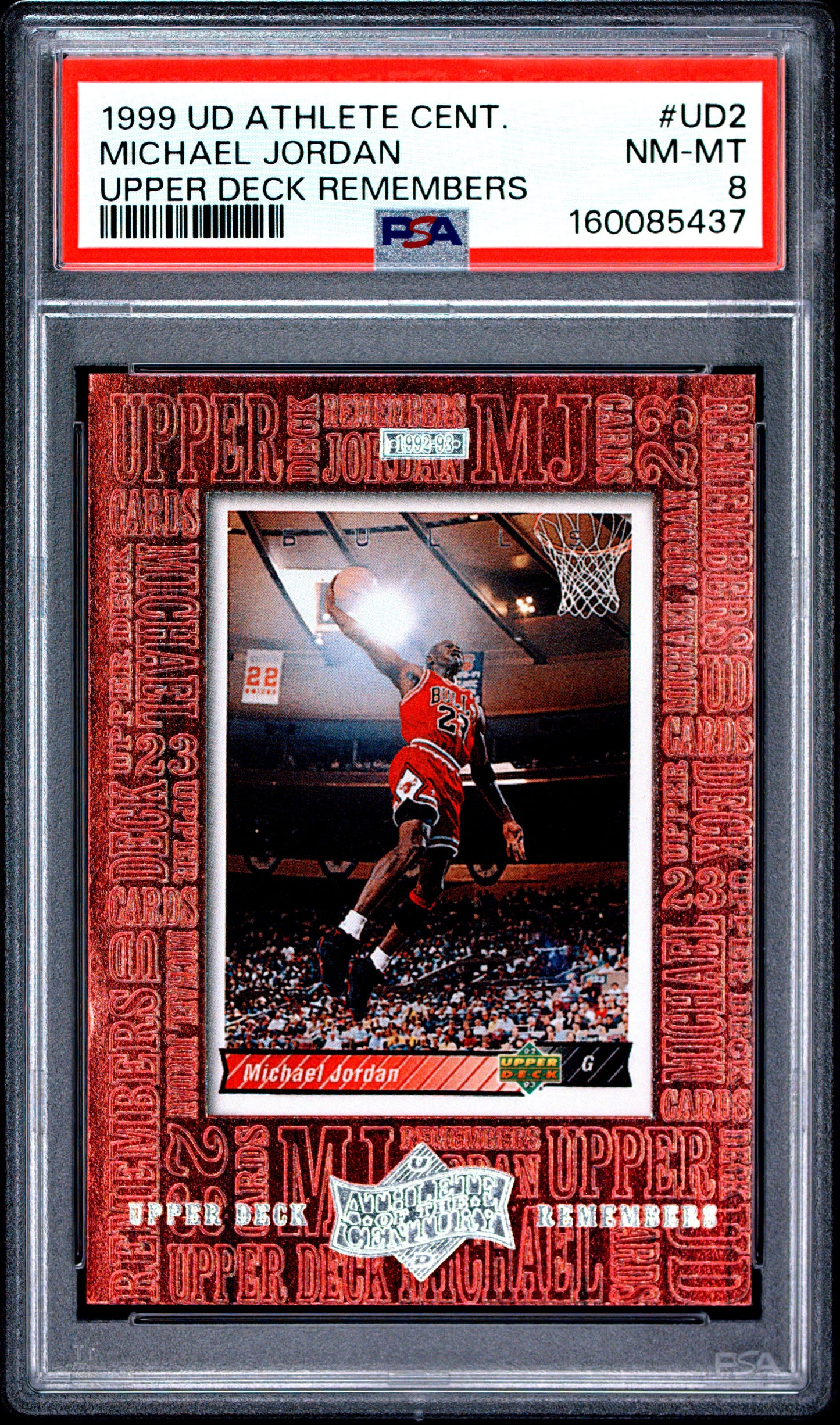 1999 Upper Deck Mj Athlete Of The Century Remembers #UD2 Michael Jordan PSA 8