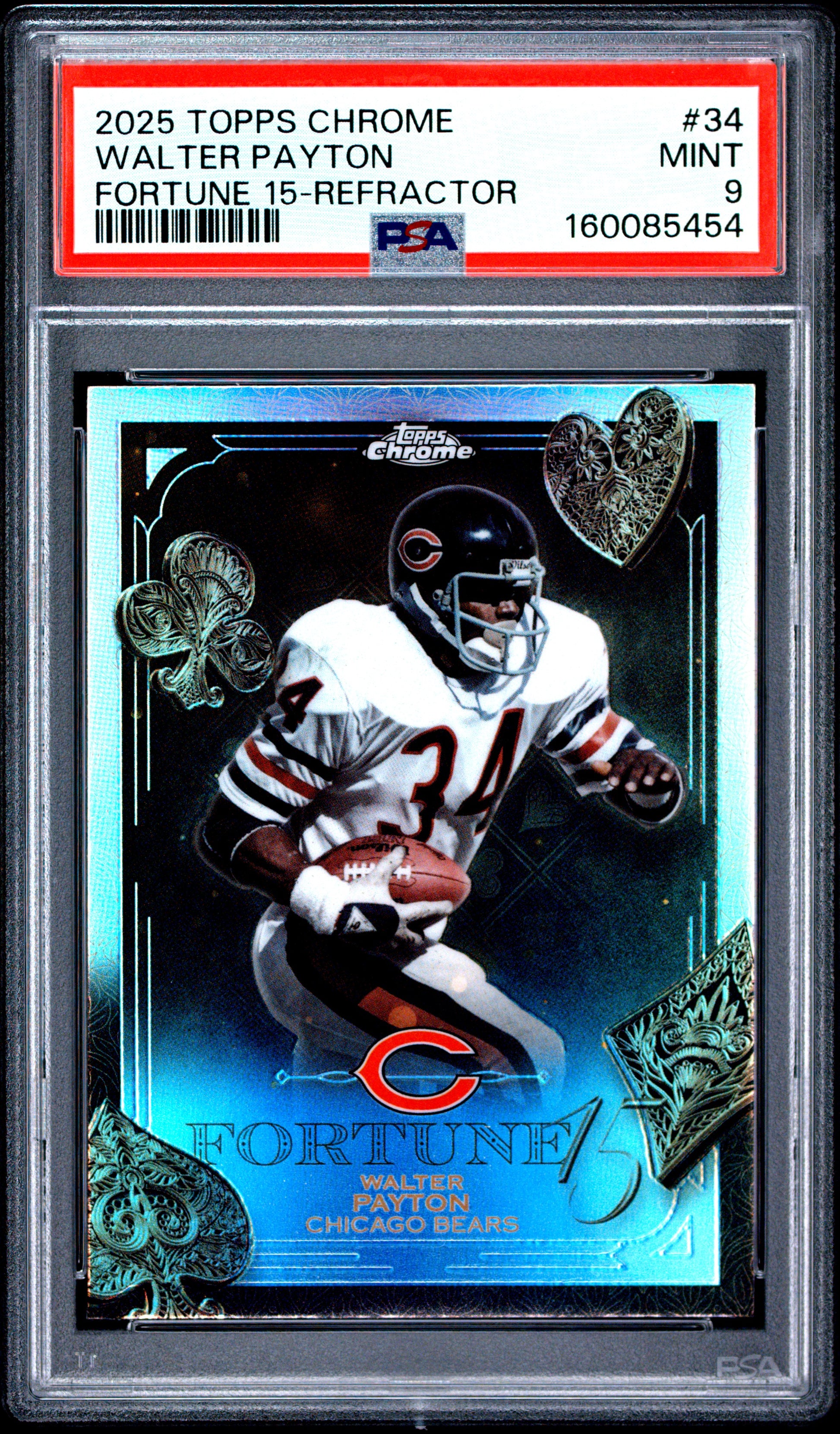 2025 Topps Chrome Fortune 15 #34 Refractor Walter Payton PSA 9