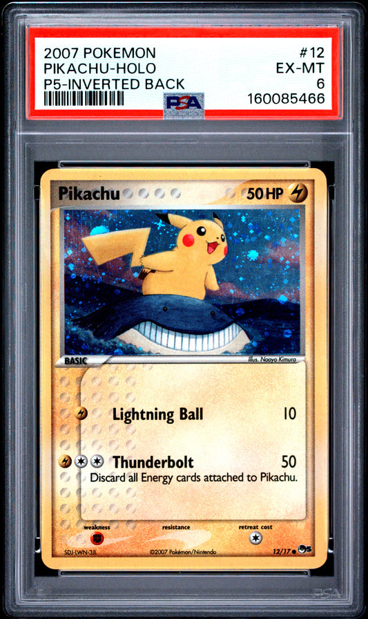 2007 Pokemon Pop Series 5 #12 P5-Inverted Back Pikachu-Holo PSA 6
