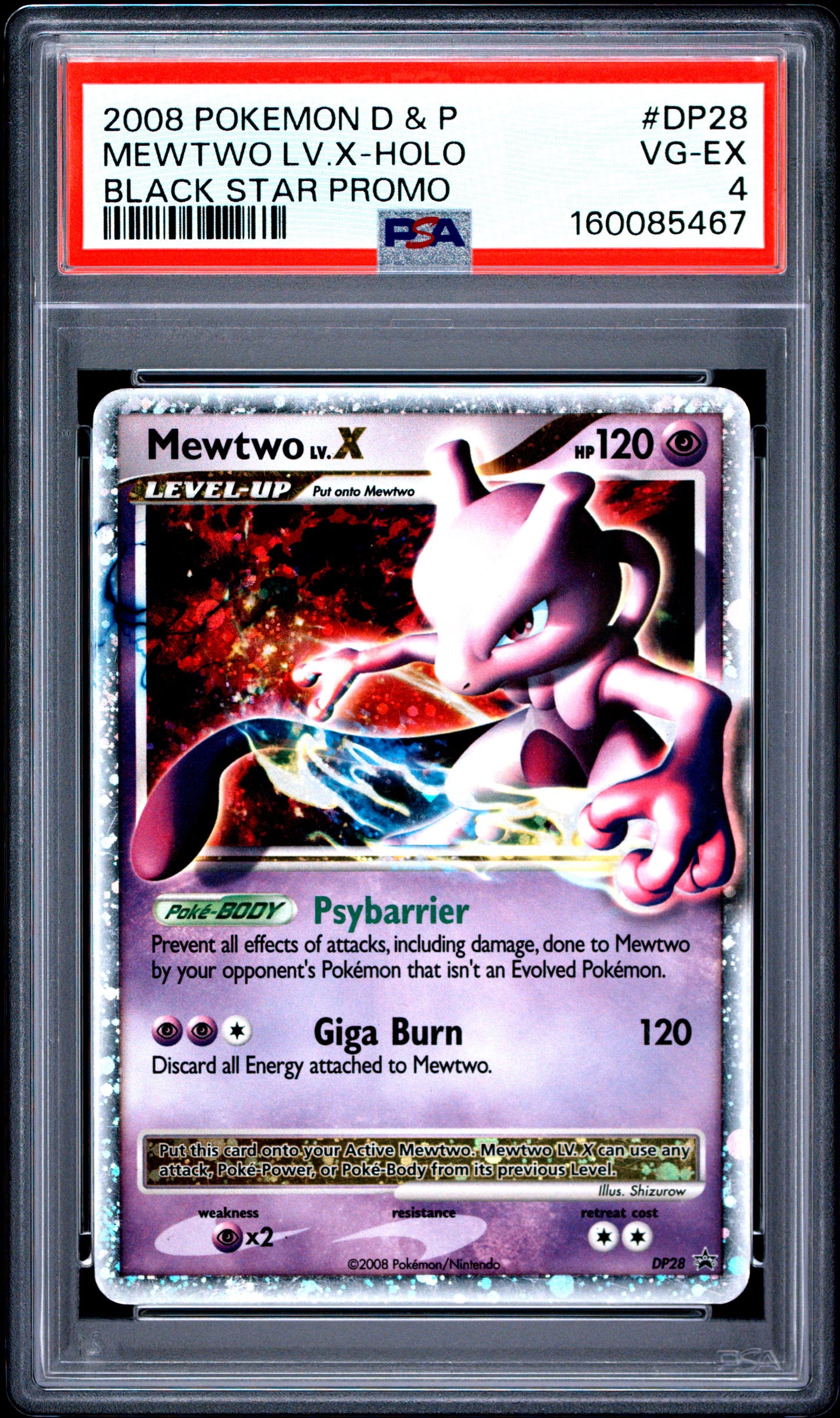 2008 Pokemon Diamond & Pearl Black Star Promo #DP28 Mewtwo Lv.X-Holo PSA 4