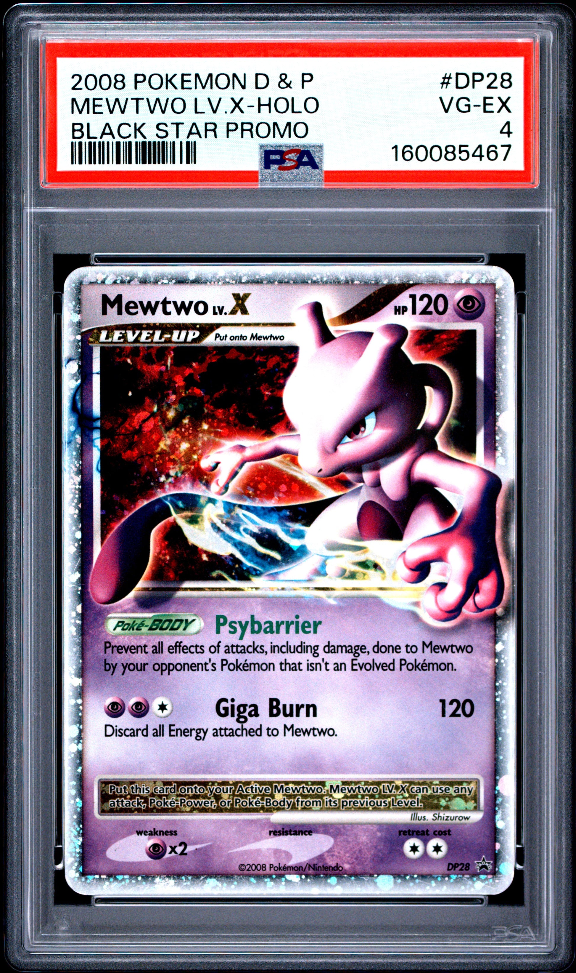 2008 Pokemon Diamond & Pearl Black Star Promo #DP28 Mewtwo Lv.X-Holo PSA 4
