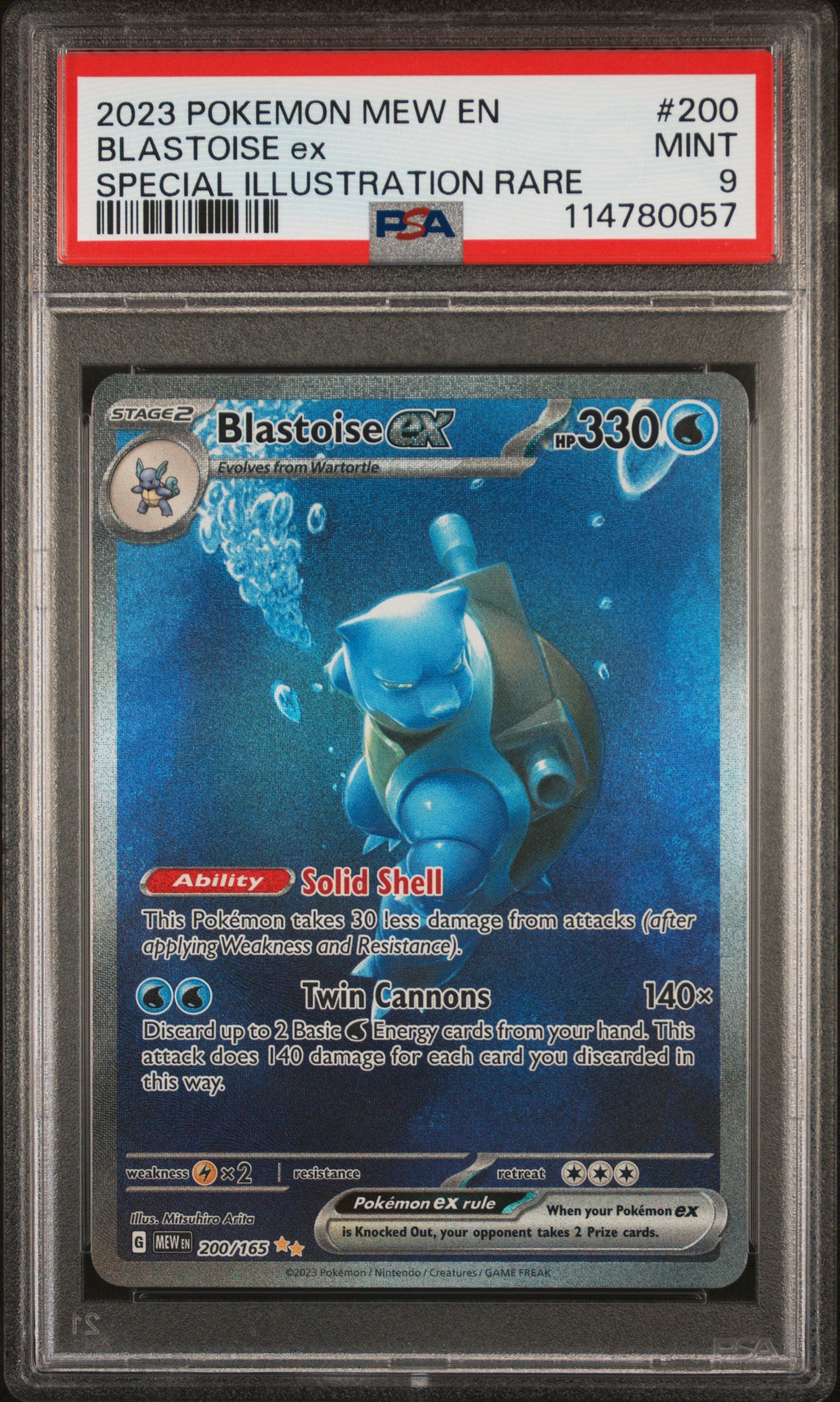 2023 Pokemon Mew En-151 #200 Special Illustration Rare Blastoise Ex PSA 9