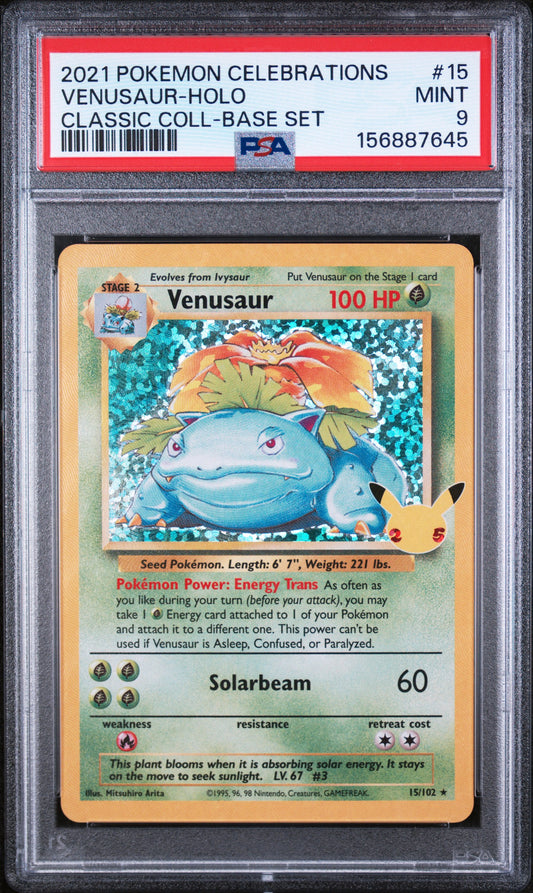 2021 Pokemon Celebrations Classic Collection #15 Base Set Venusaur-Holo PSA 9