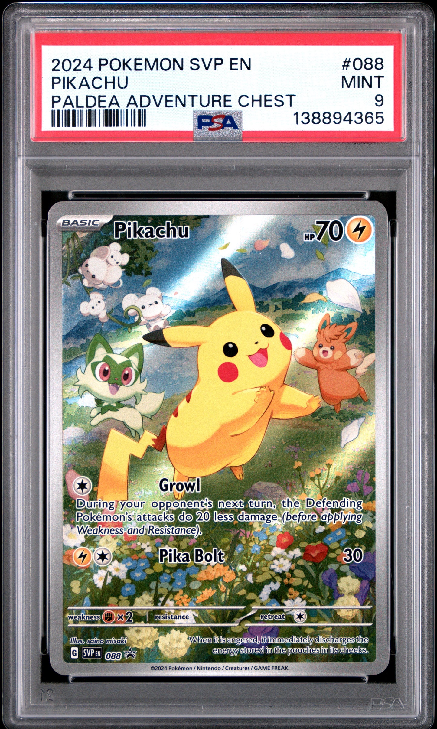 2024 Pokemon Svp En-Sv Promo #088 Paldea Adventure Chest Pikachu PSA 9