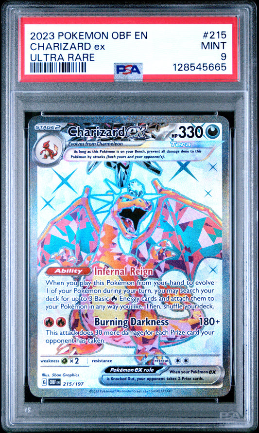 2023 Pokemon Obf En-Obsidian Flames #215 Ultra Rare Charizard Ex PSA 9