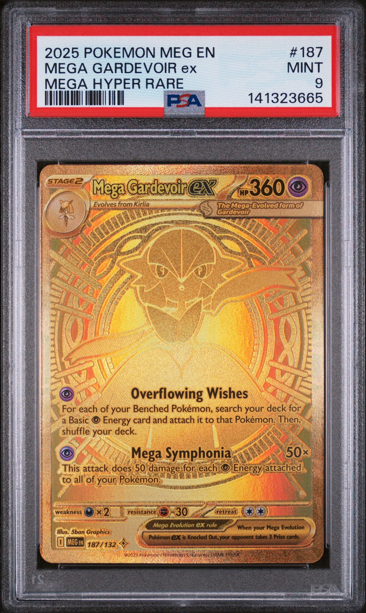 2025 Pokemon Meg En-Mega Evolution #187 Mega Hyper Rare Mega Gardevoir Ex PSA 9