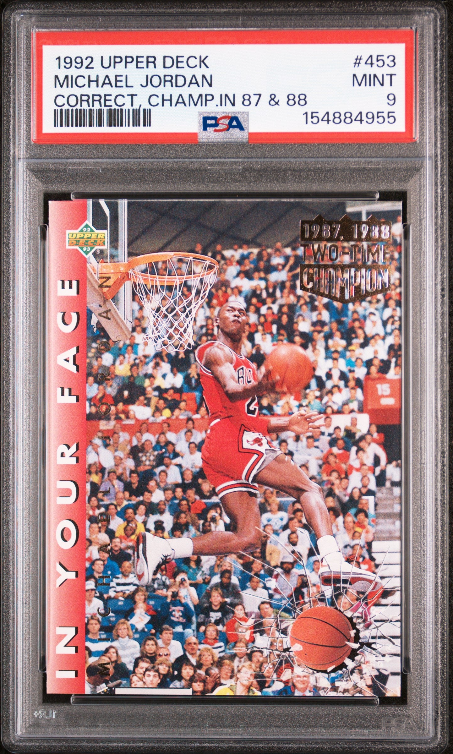 1992 Upper Deck #453 Correct, Champ.In 87 & 88 Michael Jordan PSA 9