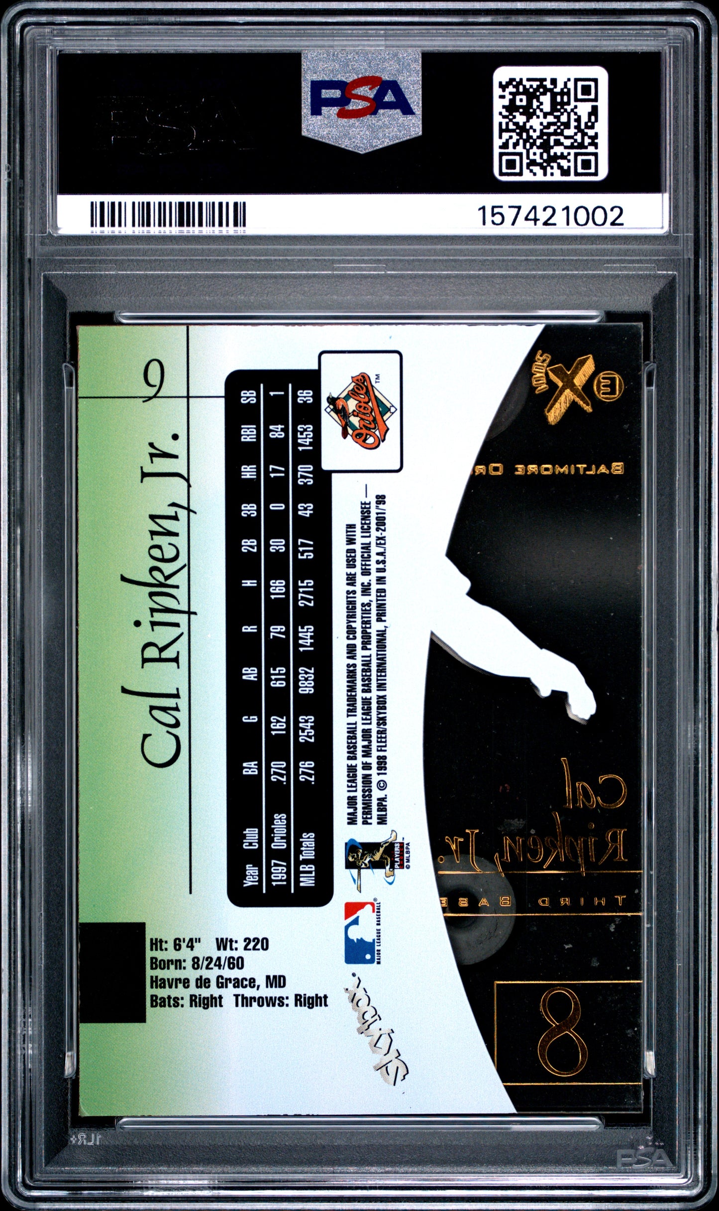 1998 Skybox E-X 2001 #9 Cal Ripken Jr. PSA 6