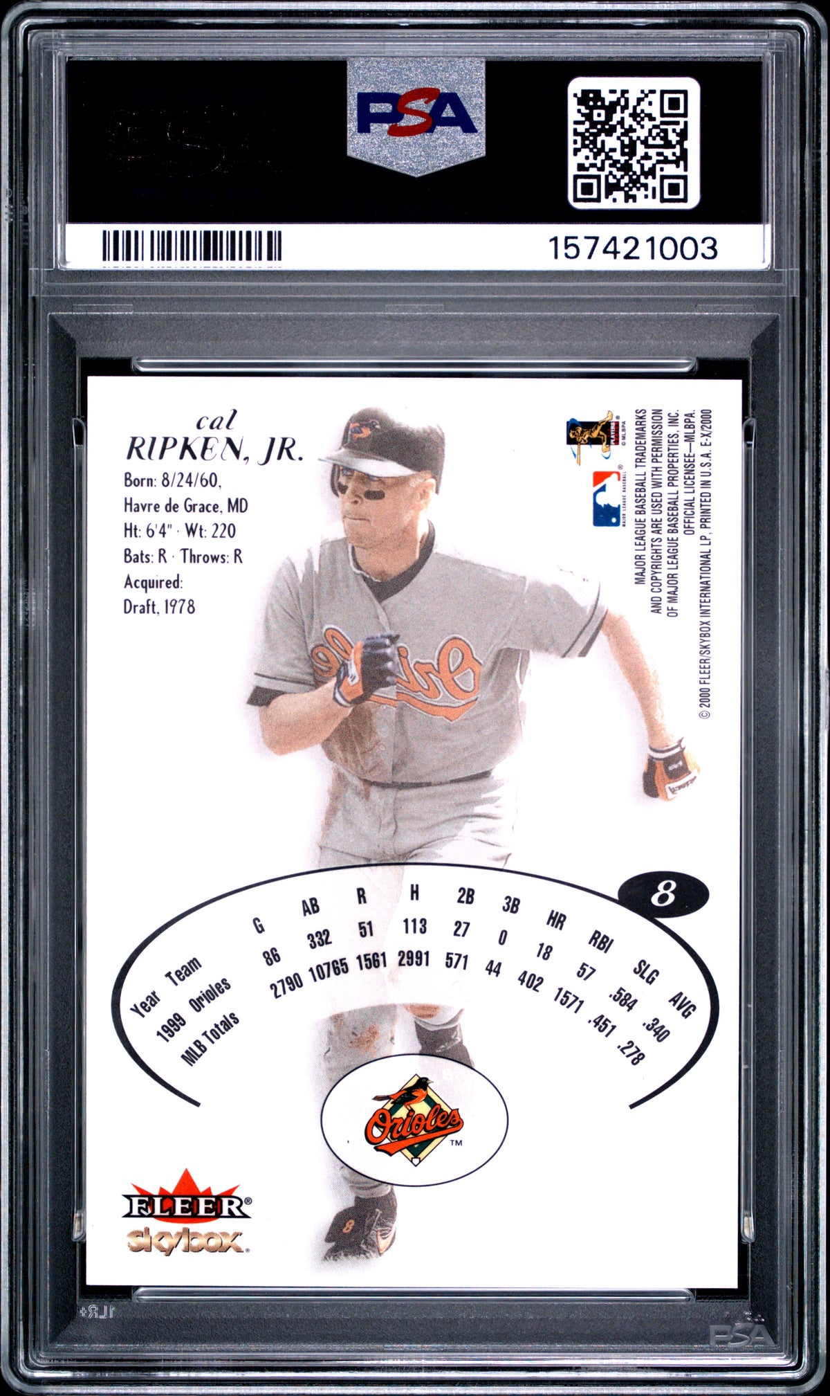 2000 Skybox E-X #8 Cal Ripken Jr. PSA 9