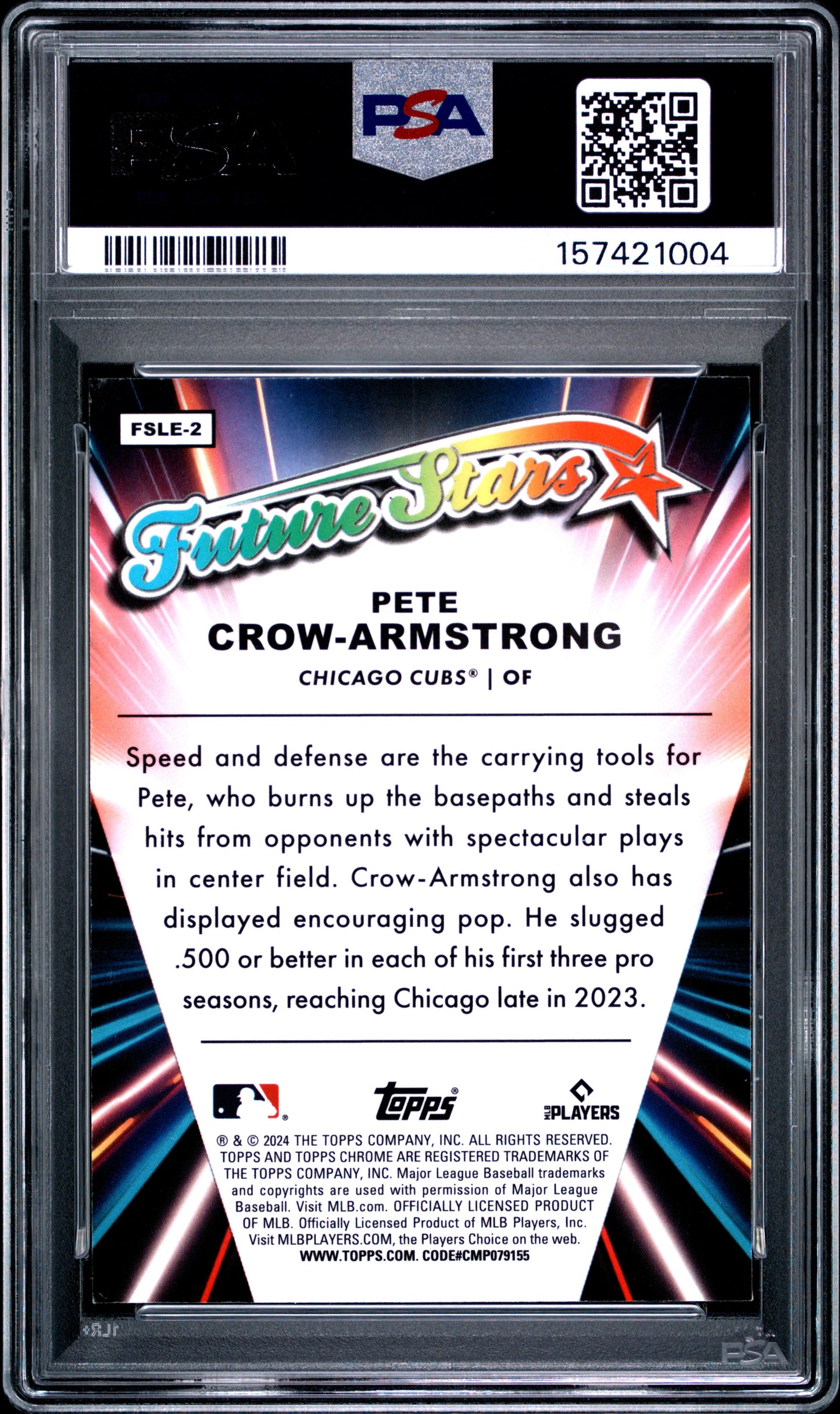 2024 Topps Chrome Logofractor Edition Future Stars Pete Crow-Armstrong RC PSA 9