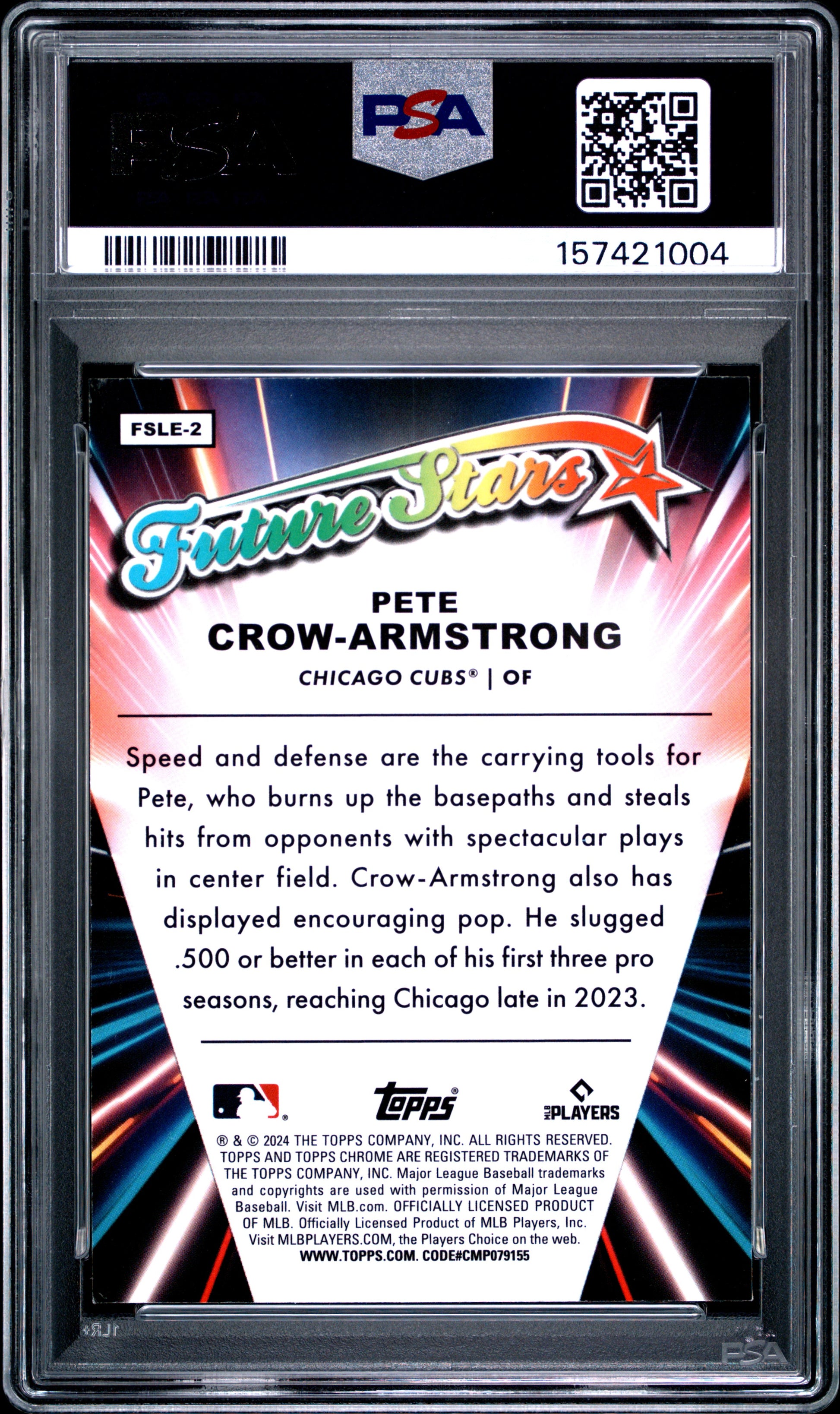 2024 Topps Chrome Logofractor Edition Future Stars Pete Crow-Armstrong RC PSA 9