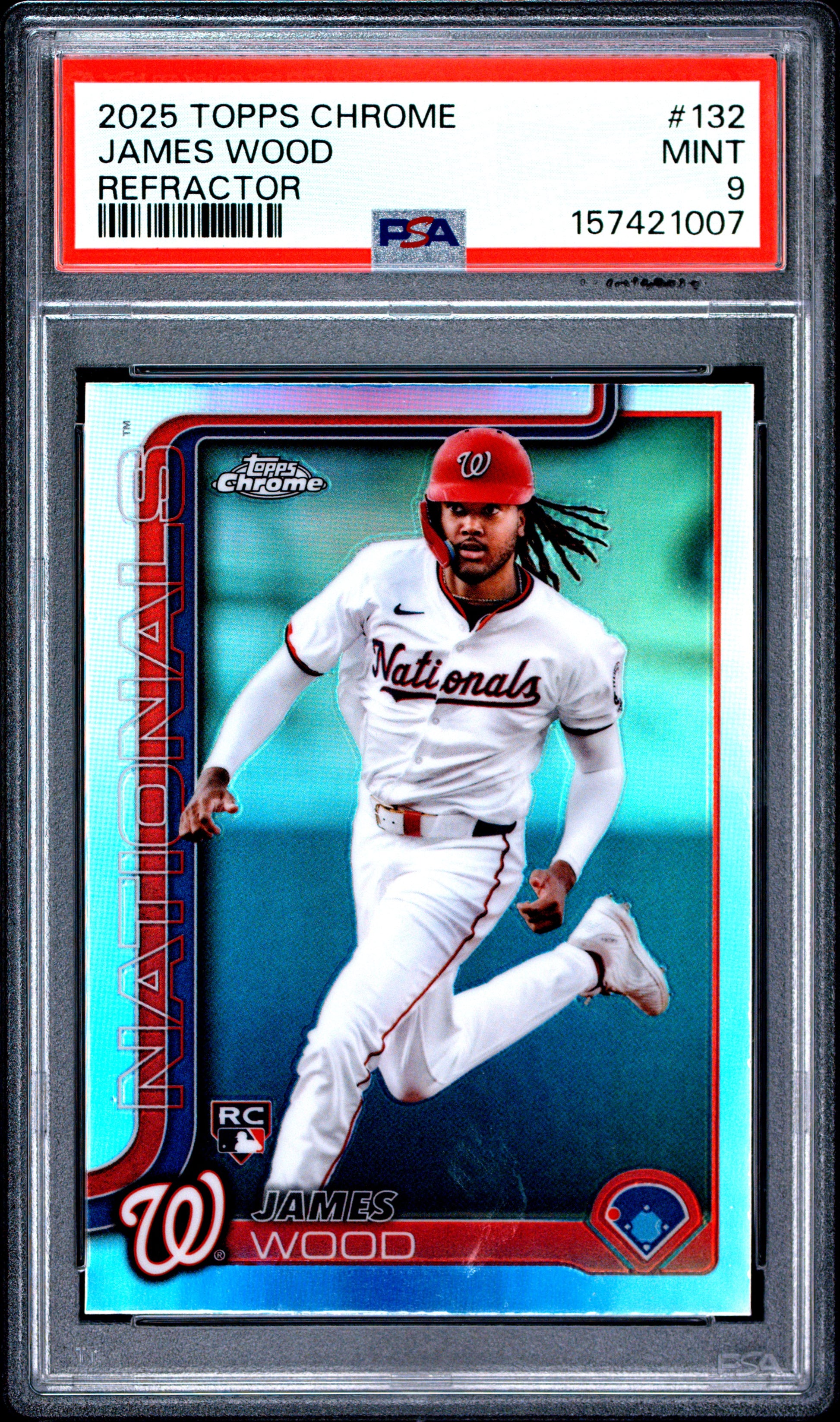 2025 Topps Chrome #132 Refractor James Wood RC PSA 9