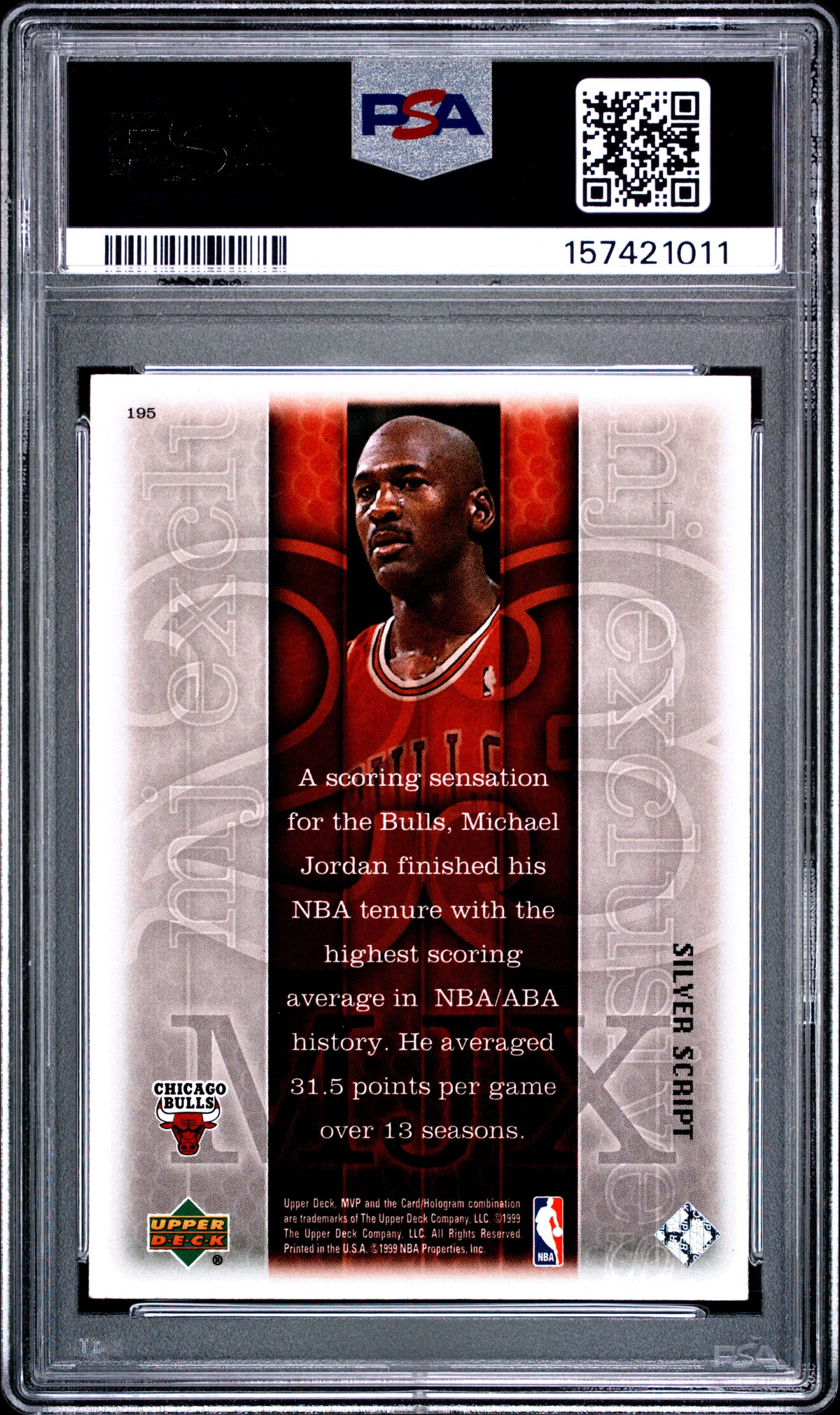 1999 Upper Deck Mvp #195 Silver Script Michael Jordan PSA 8