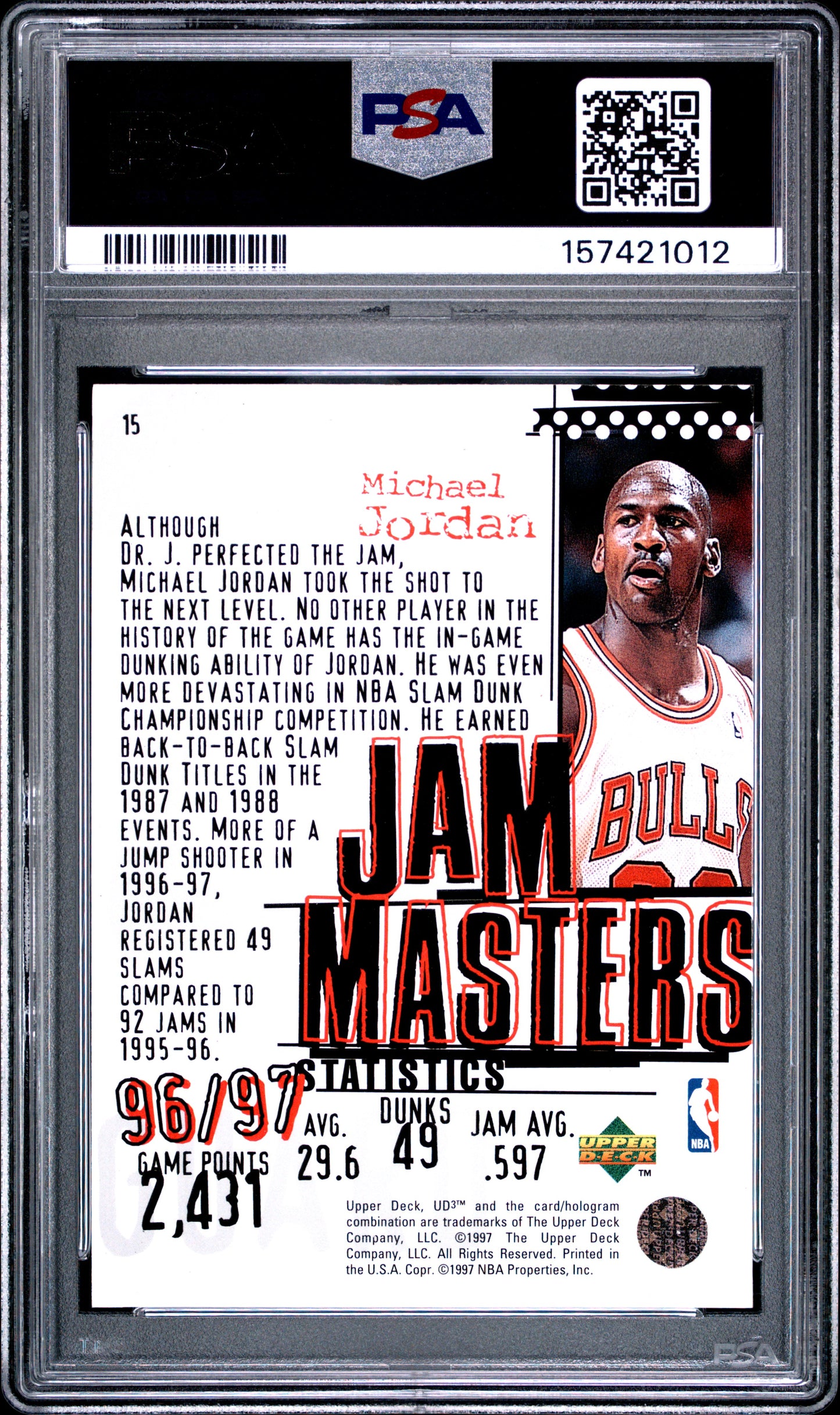 1997 Ud3 #15 Michael Jordan PSA 8