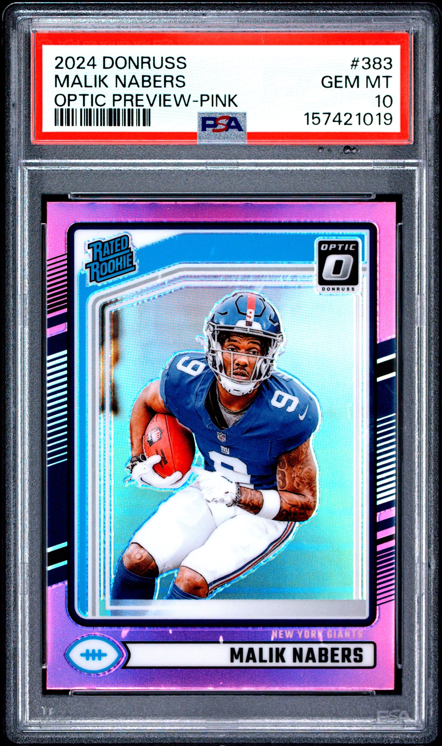 2024 Panini Donruss #383 Optic Preview-Pink Malik Nabers RC PSA 10