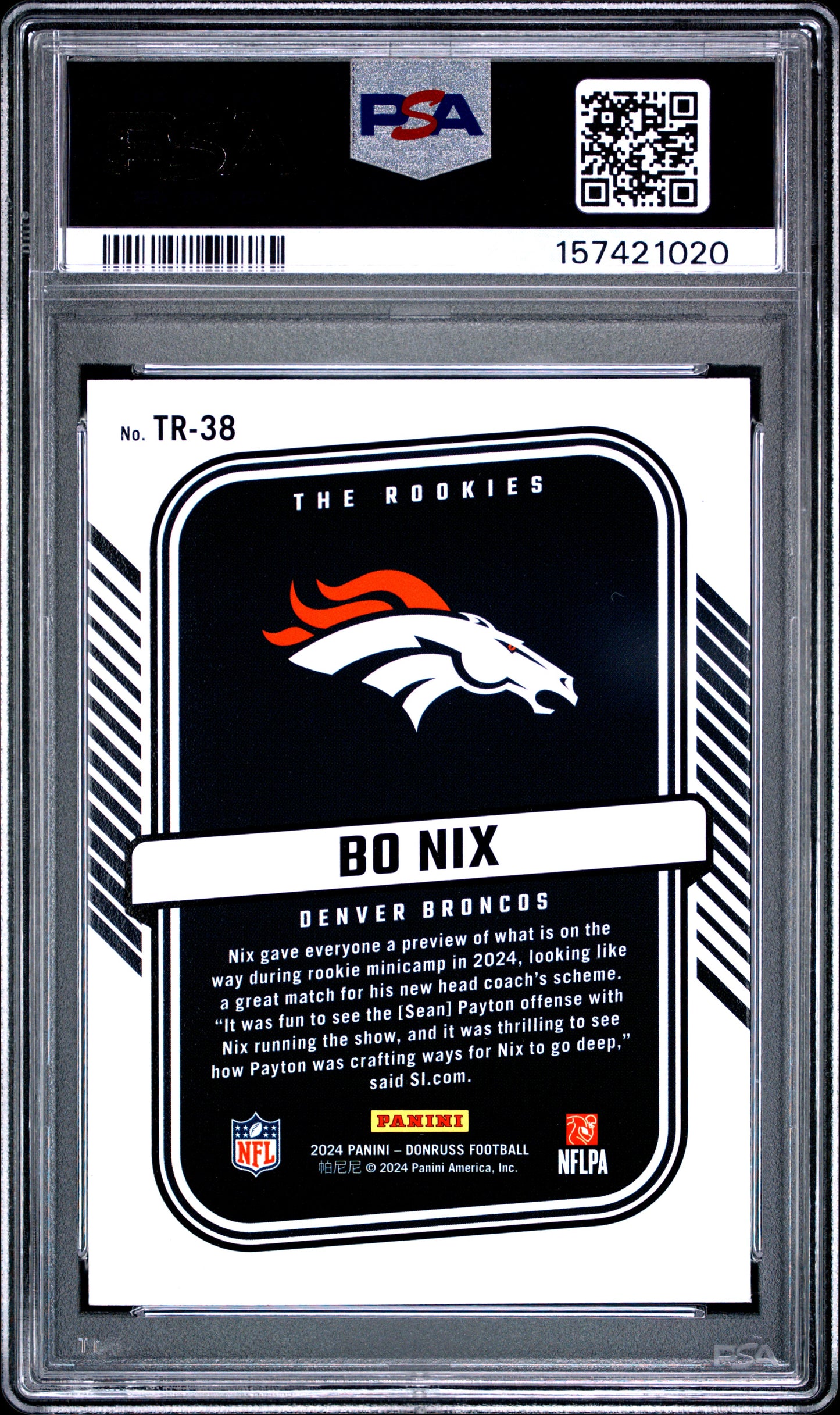 2024 Panini Donruss The Rookies #TR38 Bo Nix RC PSA 9