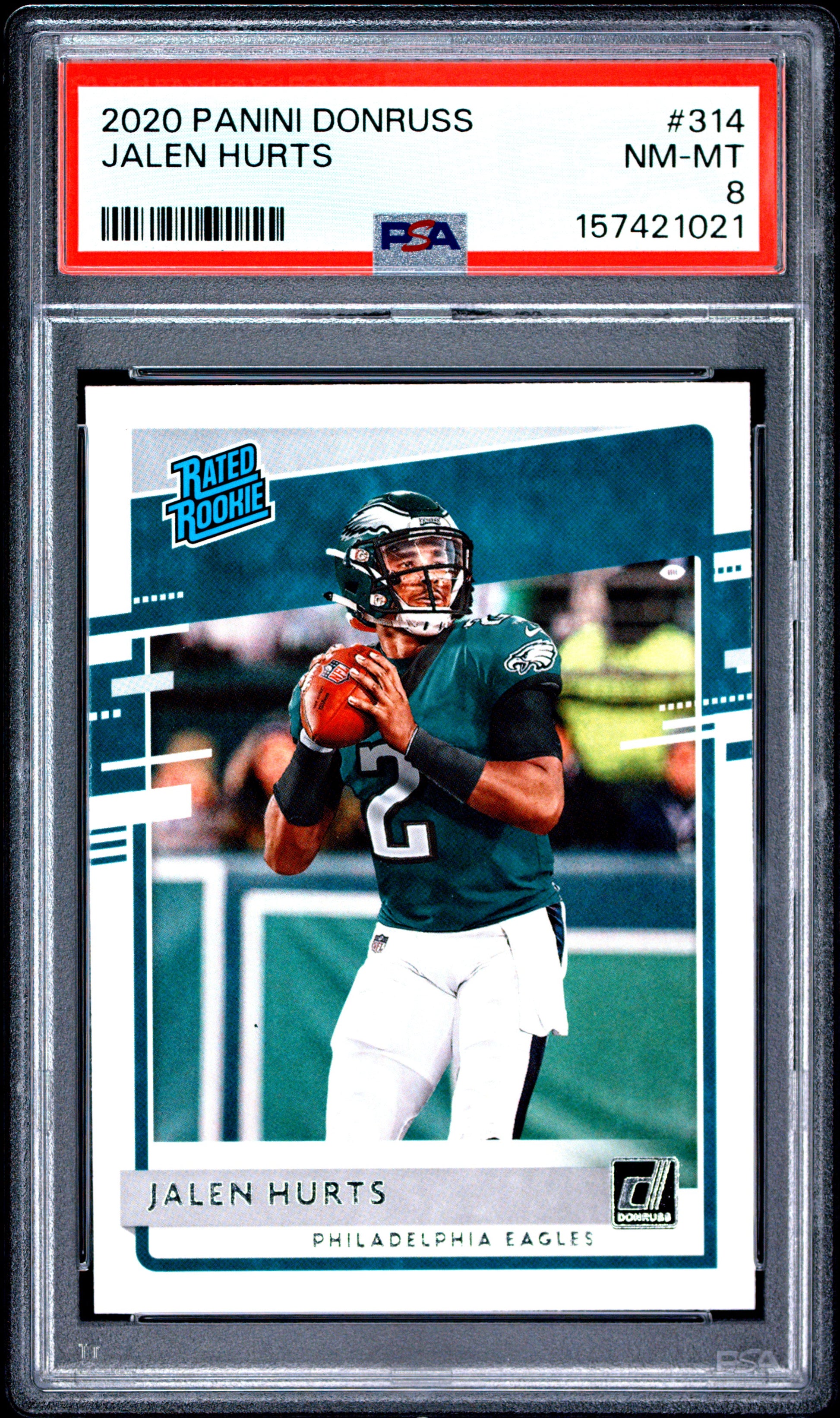 2020 Panini Donruss #314 Jalen Hurts RC PSA 8