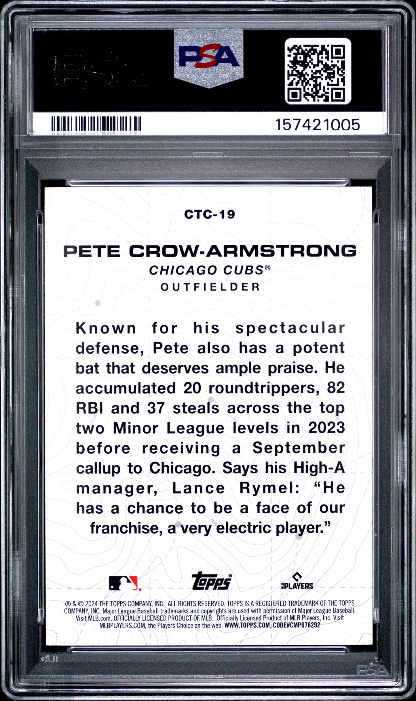 2024 Topps City To City #CTC19 City To City-Blue Pete Crow-Armstrong PSA 9