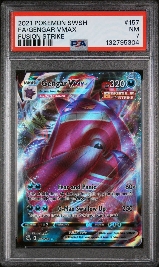 2021 Pokemon SWSH #157 FA/Gengar VMax Fusion Strike PSA 7