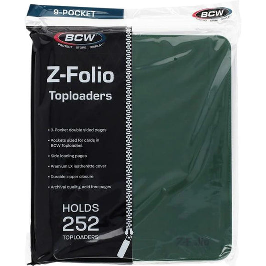 Z-Folio Toploader Binder - 9-Pocket Zipper - Green