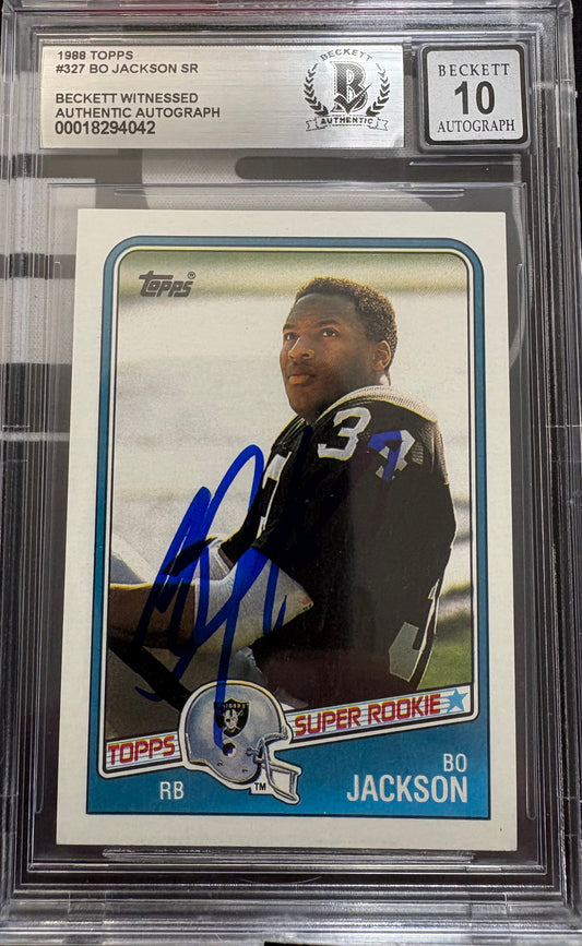 1988 Topps Bo Jackson Beckett Witnessed Authentic Autograph- Beckett 10 autograph