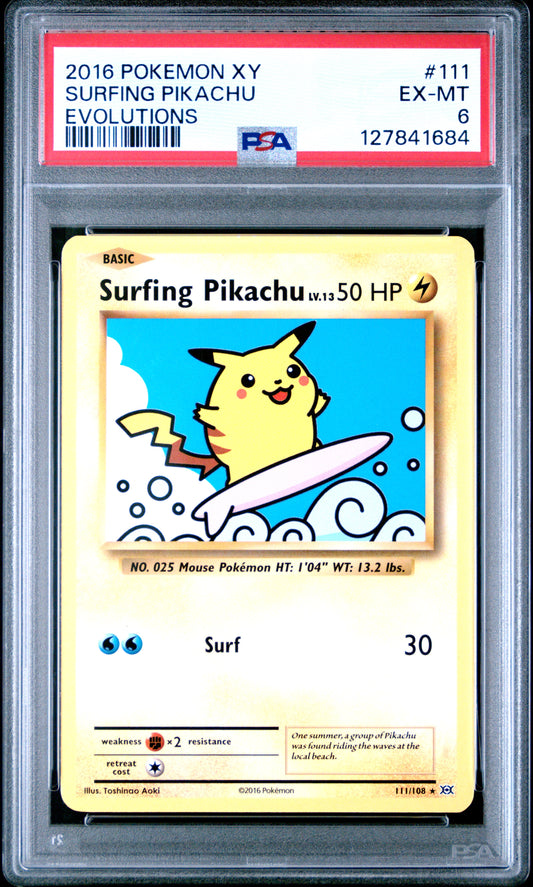 2016 Pokemon Xy Evolutions #111 Surfing Pikachu PSA 6