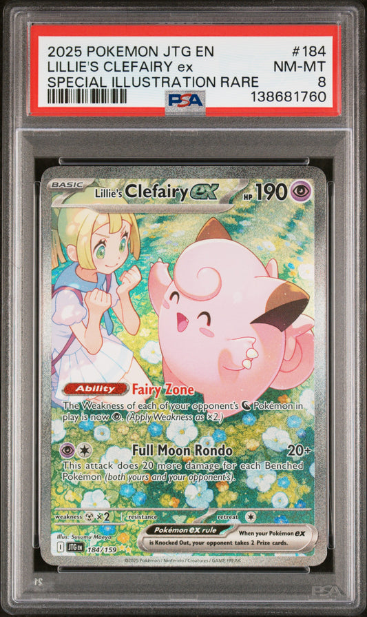 2025 Pokemon Jtg En-Journey Together #184 S.I.R. Lillie's Clefairy Ex PSA 8