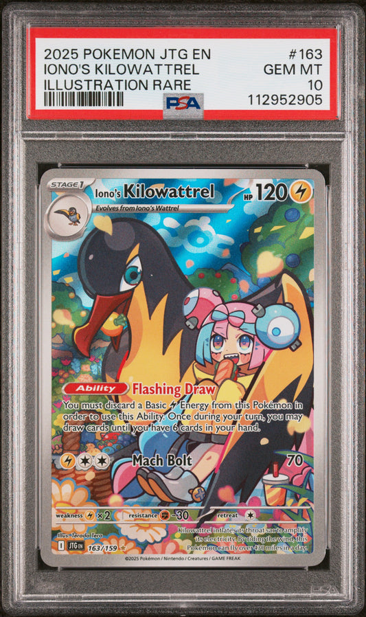 2025 Pokemon Jtg En-Journey Together #163 Ill. Rare Iono's Kilowattrel PSA 10