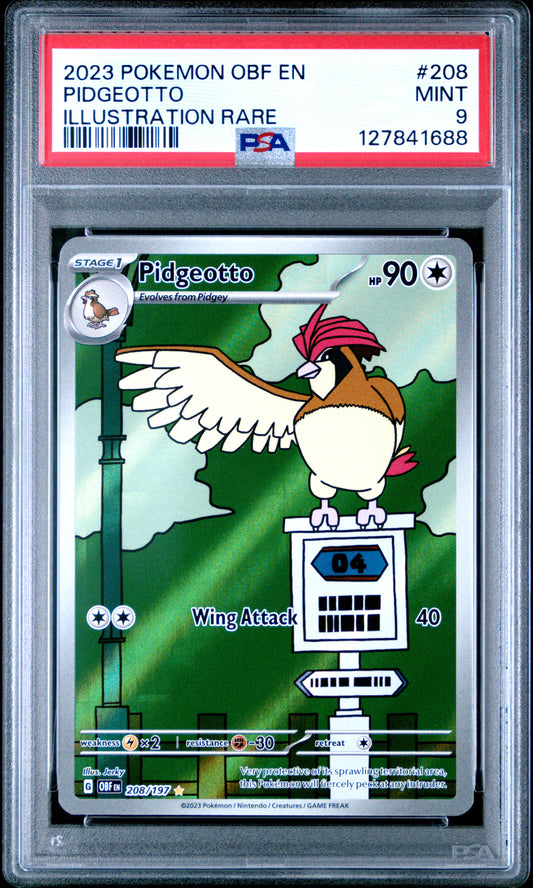 2023 Pokemon Obf En-Obsidian Flames #208 Illustration Rare Pidgeotto PSA 9