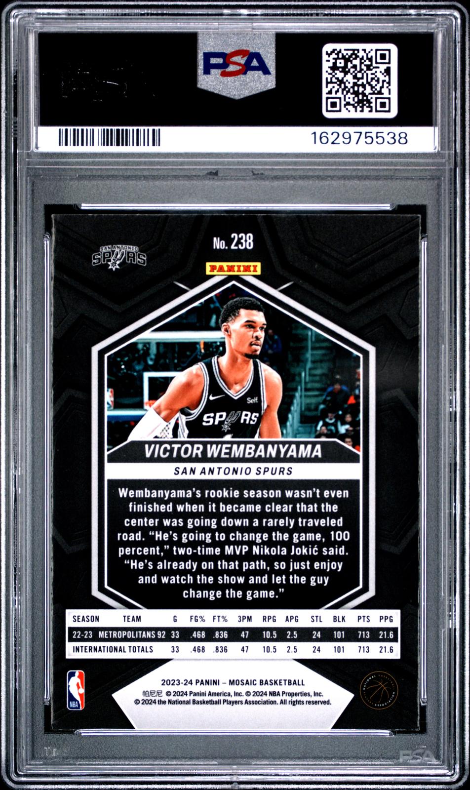 2023 Panini Mosaic #238 Victor Wembanyama RC PSA 8