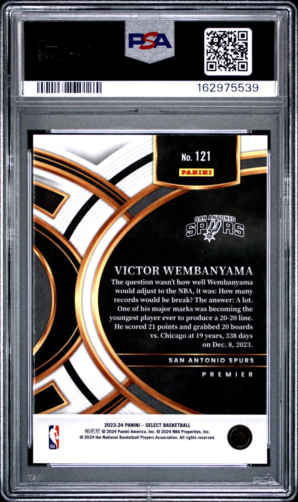 2023 Panini Select #121 Blue Victor Wembanyama RC PSA 10