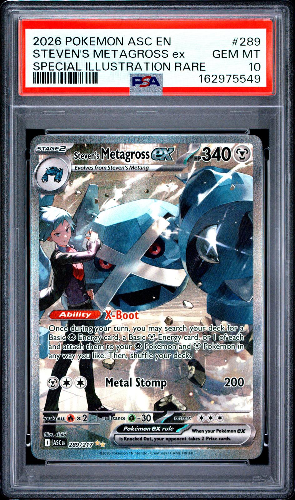 2026 Pokemon Asc En-Ascended Heroes #289 S.I.R. Steven's Metagross Ex PSA 10