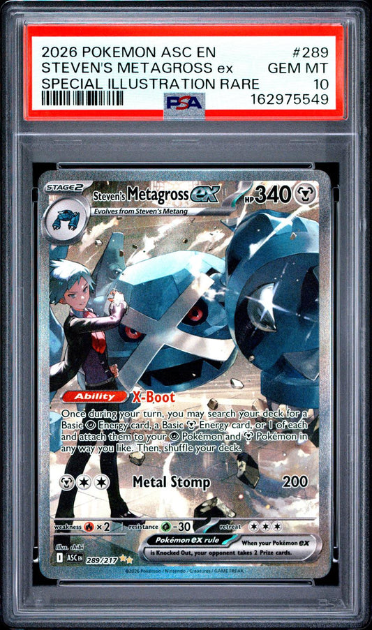 2026 Pokemon Asc En-Ascended Heroes #289 S.I.R. Steven's Metagross Ex PSA 10