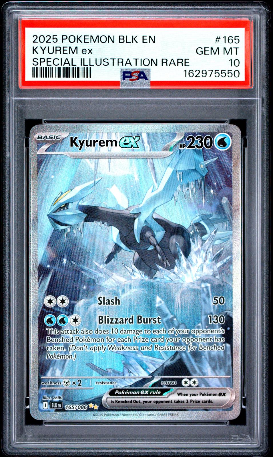 2025 Pokemon Blk En-Black Bolt #165 Special Illustration Rare Kyurem Ex PSA 10