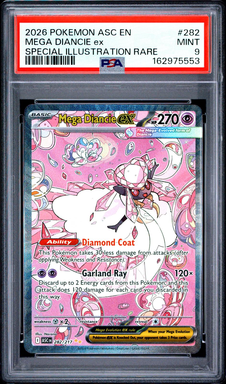 2026 Pokemon Asc En-Ascended Heroes #282 S.I.R. Mega Diancie Ex PSA 9