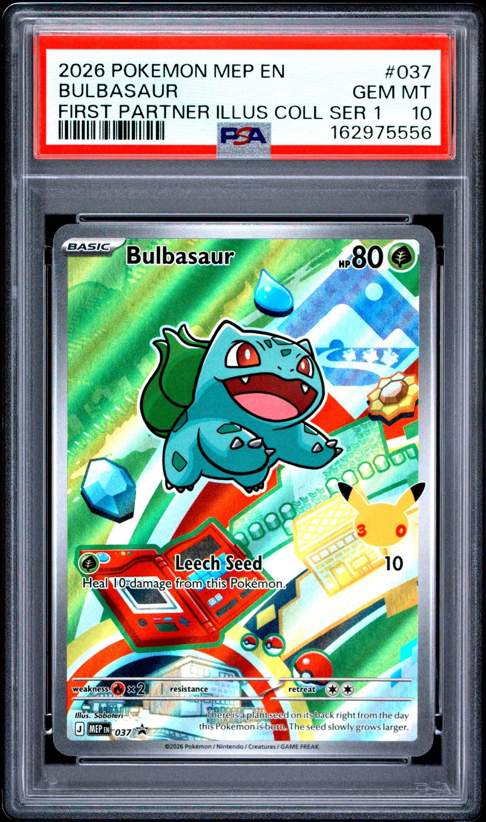 2026 Pokemon Mep En-Me #037 First Partner Illus Coll Ser 1 Bulbasaur PSA 10
