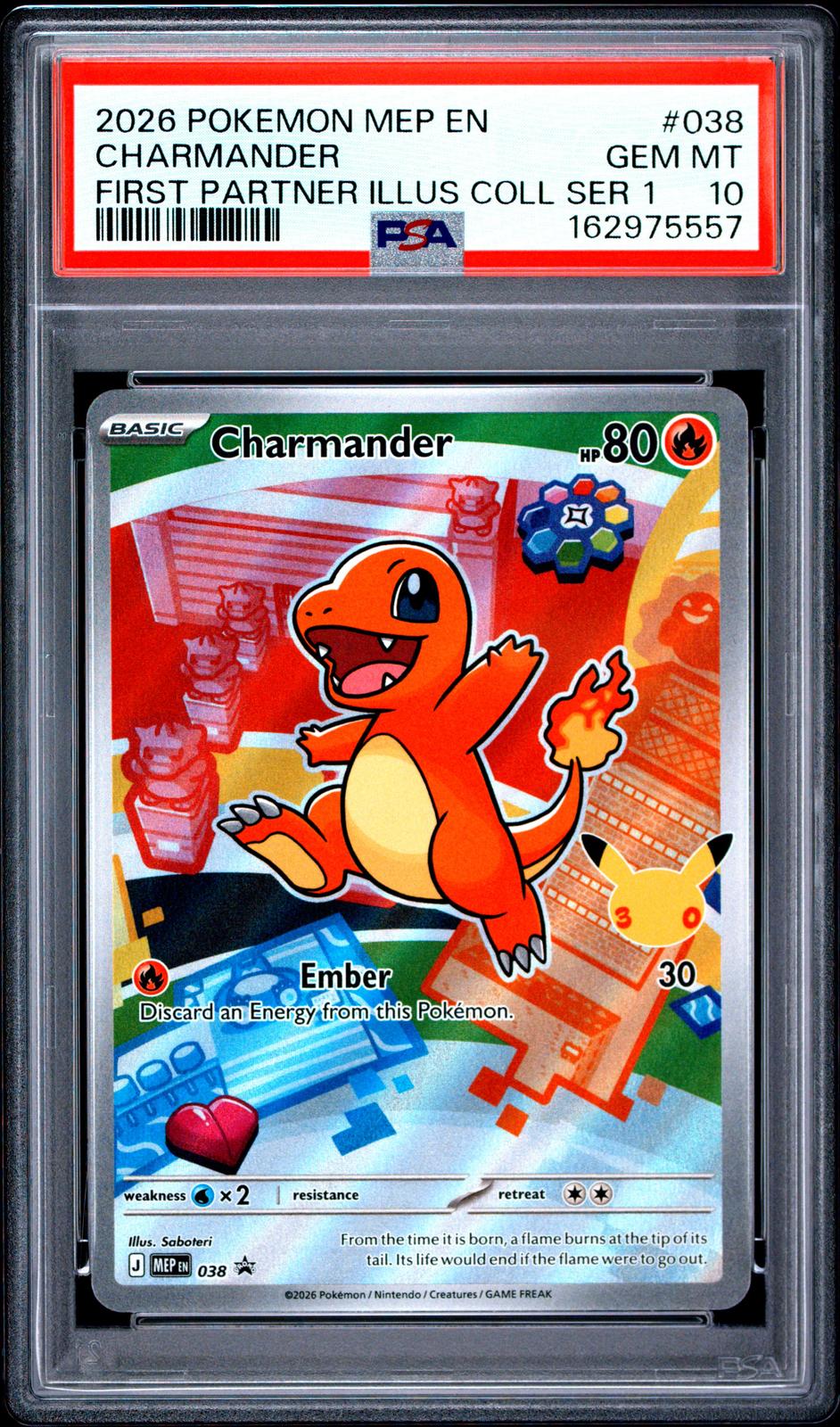 2026 Pokemon Mep En-Me #038 First Partner Illus Coll Ser 1 Charmander PSA 10