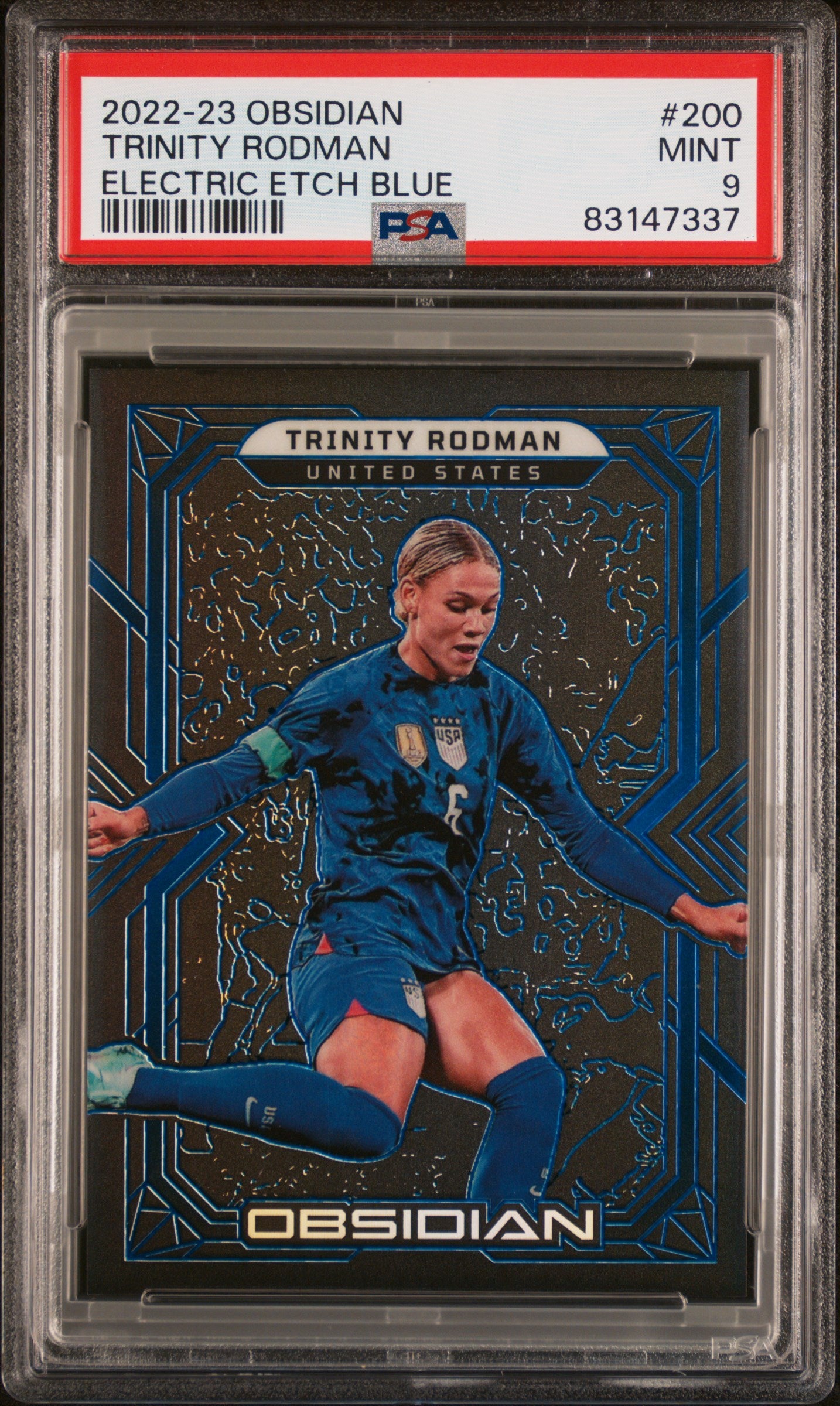 2022-23 Panini Obsidian #200 Trinity Rodman Electric Etch Blue #'d 20/20 PSA 9