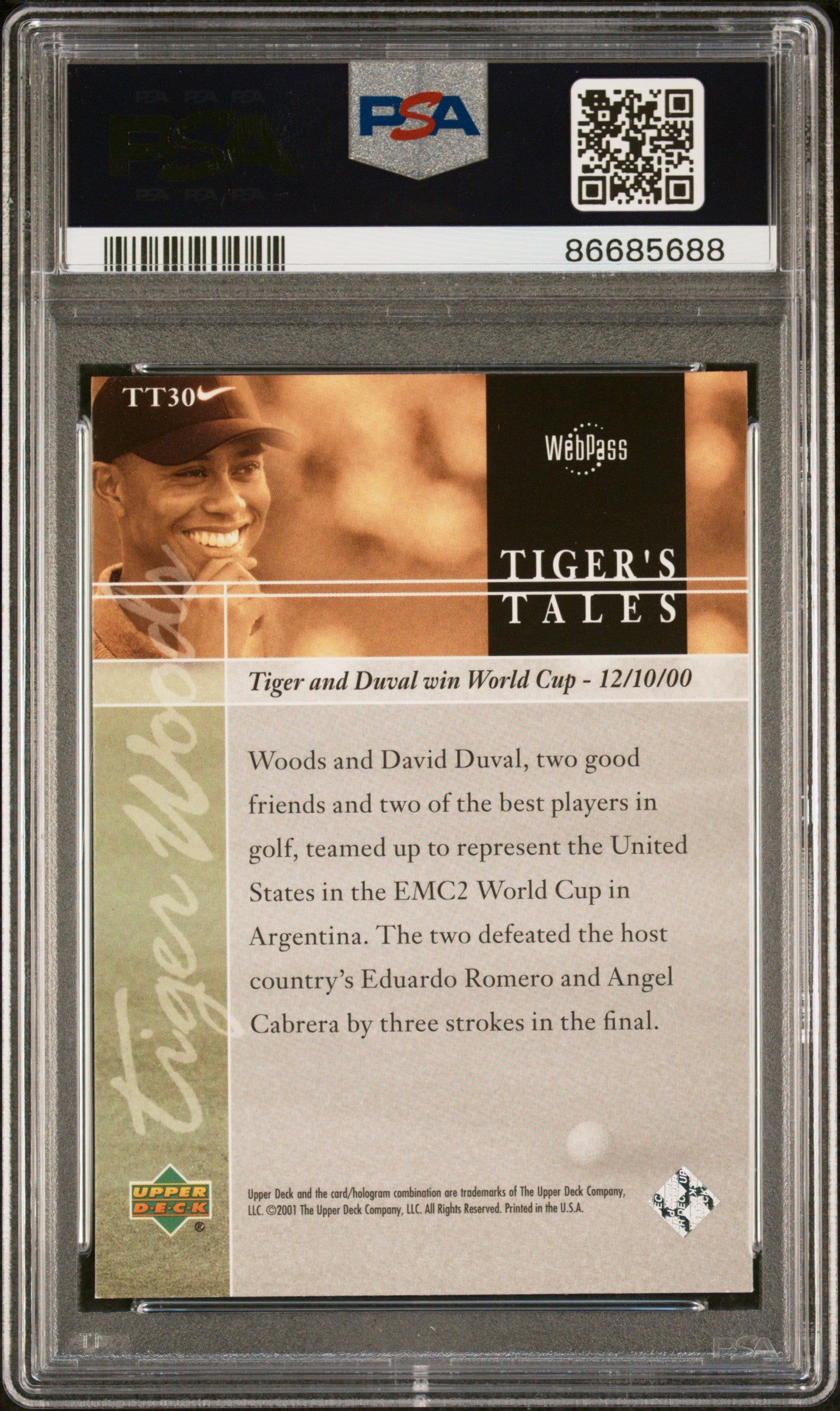 2001 Upper Deck Tiger'S Tales #TT30 Tiger Woods Tiger'S Tales PSA 9