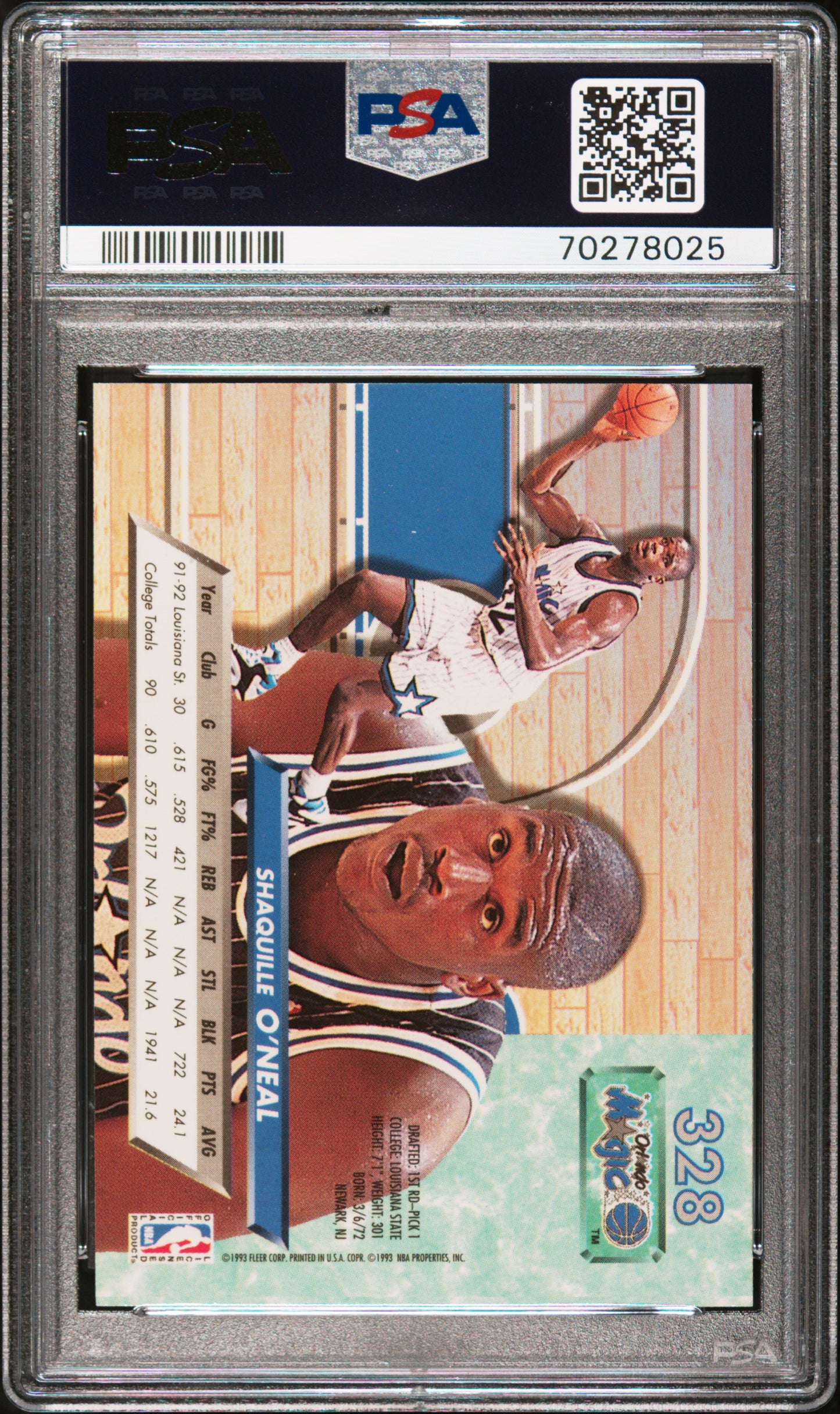 1992 Ultra #328 Shaquille O'Neal PSA 8